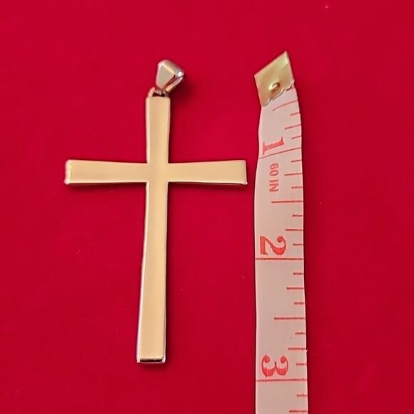 Signed Milor Italy Larfe Bronze Cross Pendant Charm - Picture 3 of 3